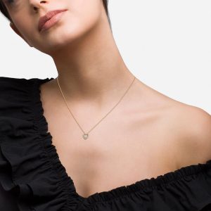 Colar Valentines Day Solitaire Heart Golden