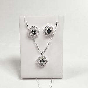Conjunto Prata Folhada Pizza Zirconias