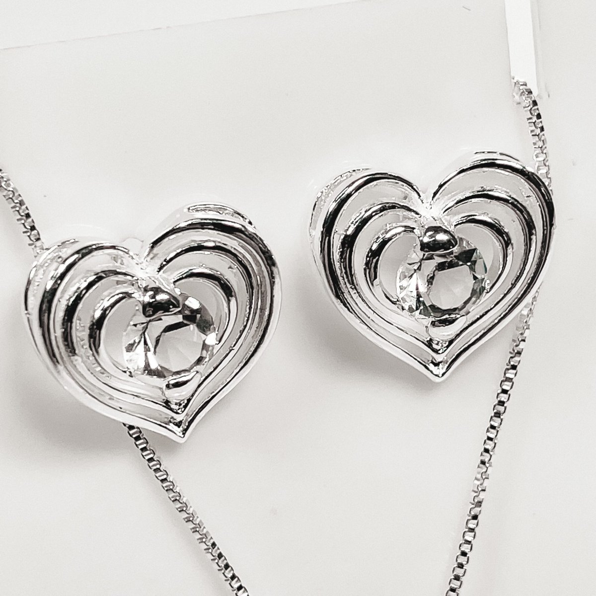 Conjunto Corações Prata Folhada - Image 3
