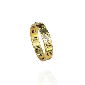 Anel Números Romanos Dourado Aço Inox Antialérgico