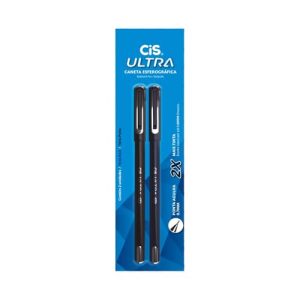 CIS Ultra Caneta Esferográfica ponta agulha 0.7mm, Blister com 2 unidades, Cor: Azul e preta