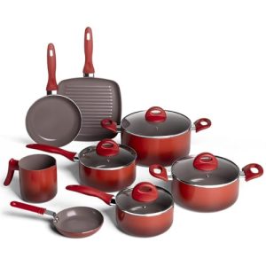 Brinox, Conjunto Panelas, 8Pcs Ceramic Life Smart Plus, Vermelho