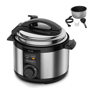 Panela pressão elétrica Electrolux capacidade 3L silenciosa segura 9 travas segurança timer feijão manter aquecido alça antitermica PCE15 inox 127v por Rita Lobo