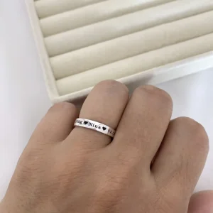 Anel Personalizado com Nome e Dados do Nascimento Prata