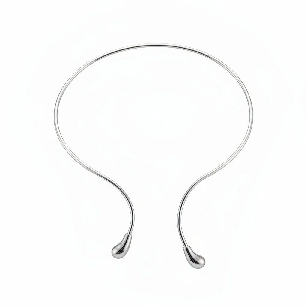 Colar aro dual gota prata semijoia - Image 3