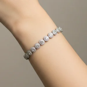 Pulseira Riviera Circular Ponto de Luz Folheada a Prata