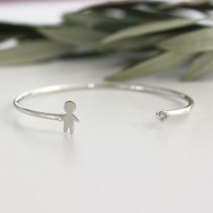 Bracelete filho – joia em prata 960 com topázio transparente