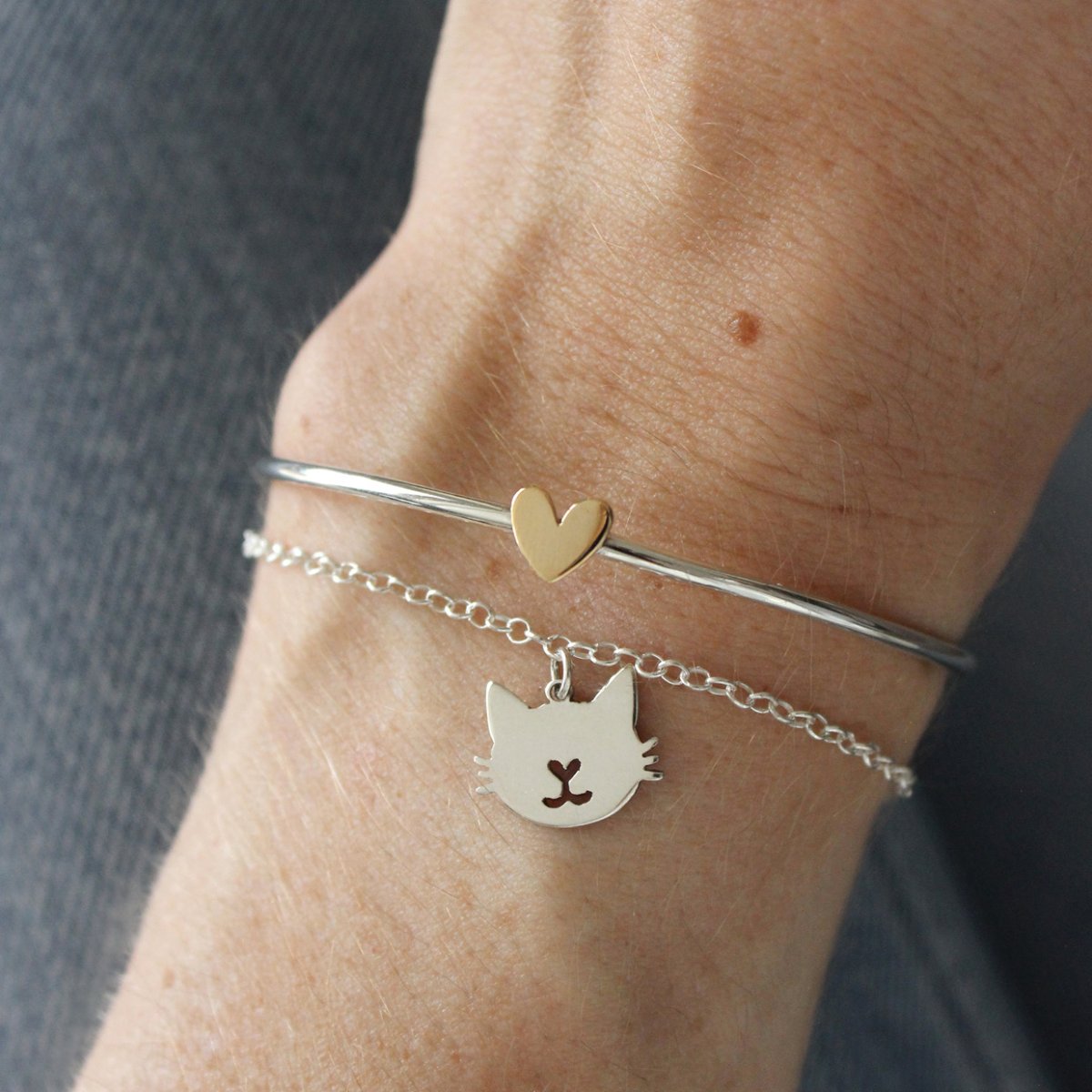 Bracelete Coração Tempo – prata com coração em ouro - Image 4