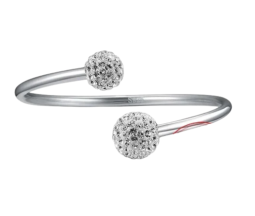 Bracelete de Prata com Bolas de Cristais