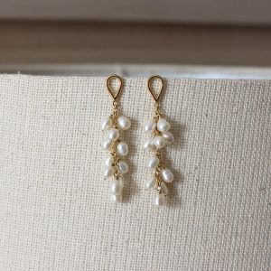Brinco Corrente de pérola em ouro amarelo 18k
