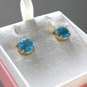 Brincos de topázio azul – joia em ouro 18k