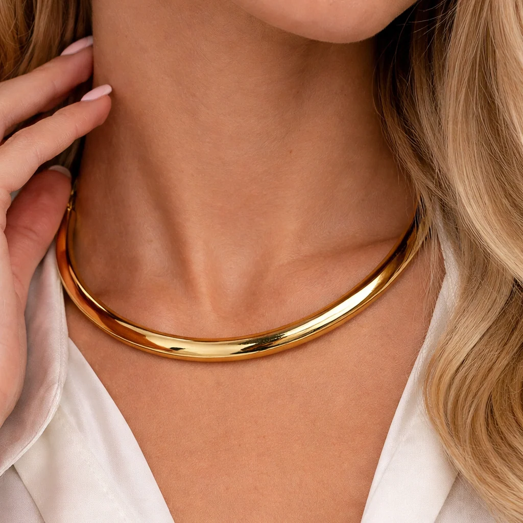 Colar Aro Liso chapado Dourado Semijoia - Image 3