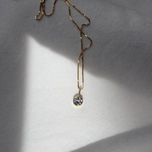 Colar ponto de luz em ouro ou prata, com topázio transparente