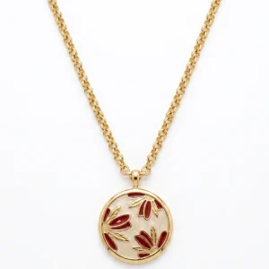 Colar Pétalas Carmim Dourado Semijoia