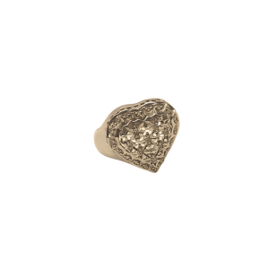 Anel Ouro Branco Coração Diamantes