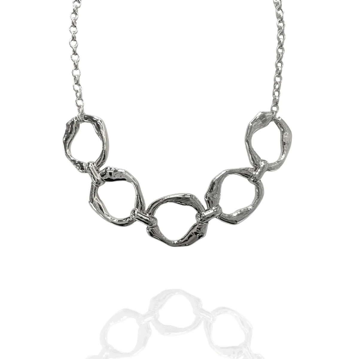 Colar Orgânico Elos Circular Prata Tendência - Image 3