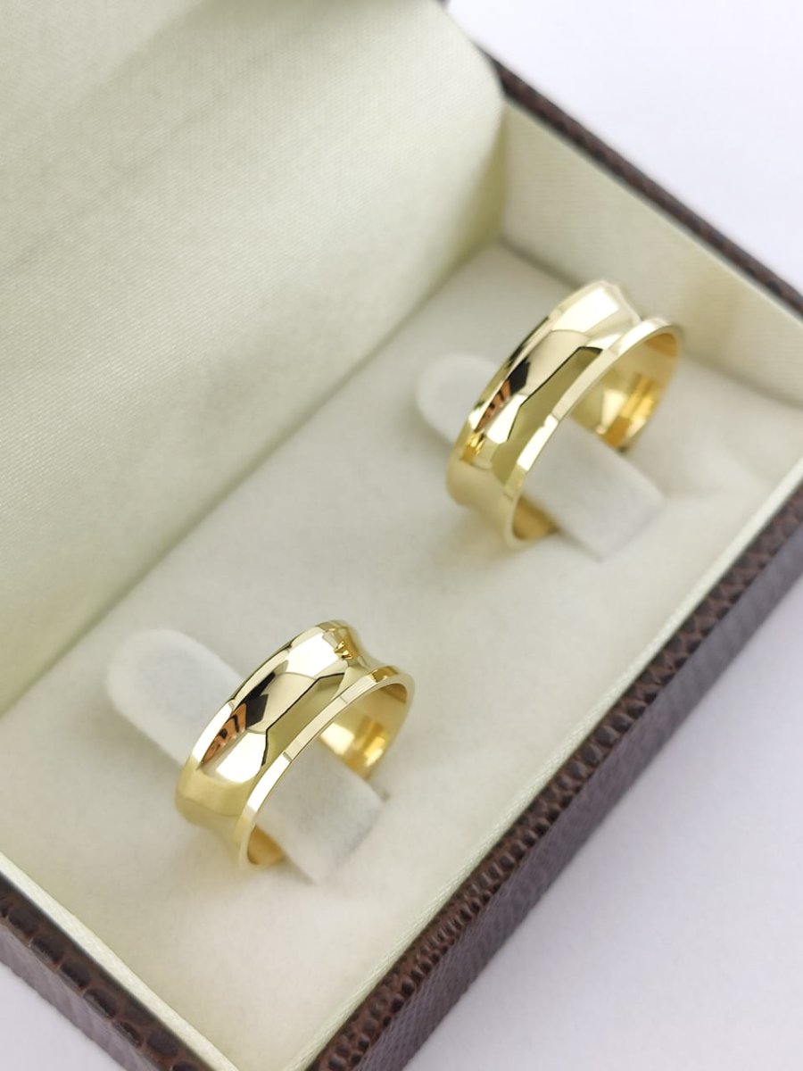 Par de Alianças Côncavas em Ouro 18k 6mm