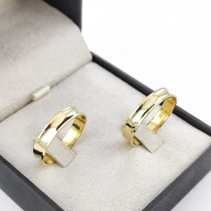 Par de Alianças em Ouro 18k 4mm Côncavas com Brilho Puro