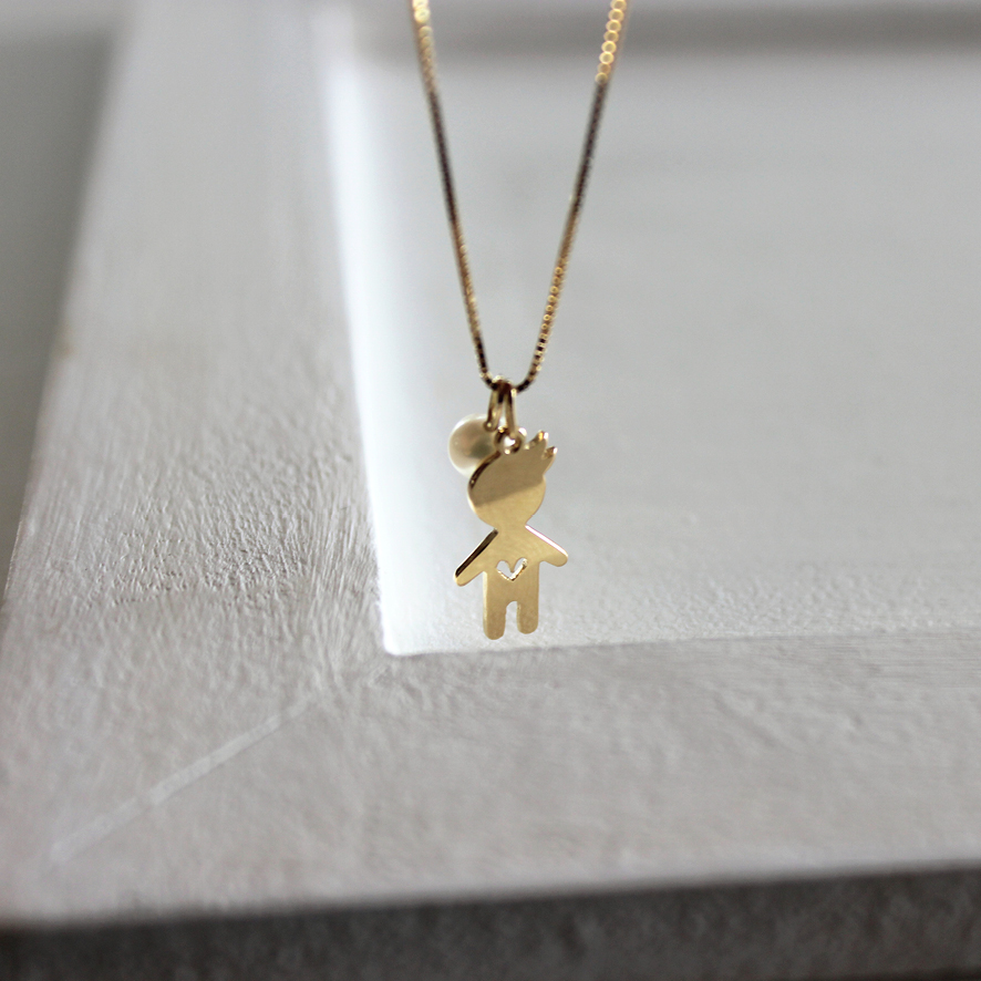 Colar filho com coração vazado + pérola – joia em ouro amarelo 18k - Image 3