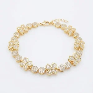 Pulseira Borboleta com duplo Ponto de Luz Cravejada dourada Folheada 18k