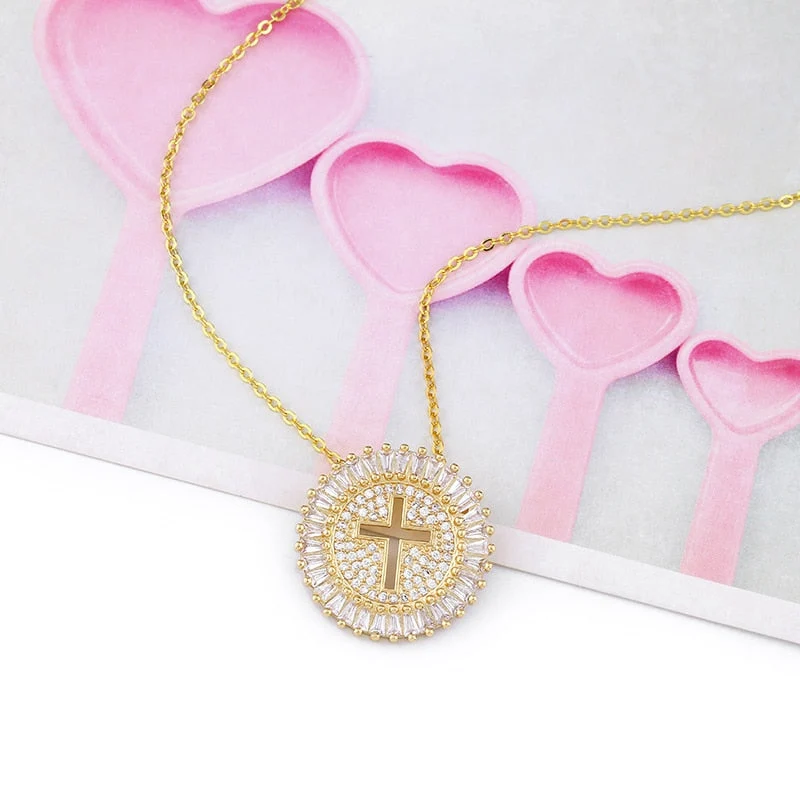 Colar Feminino Flor de Zircônia com Cruz Banhado a Ouro 18k - Image 7