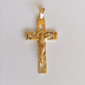 Berloque cruz com cristo ouro 19k