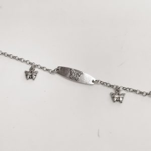 Pulseira Infantil Chapinha Prata 925K Borboletas
