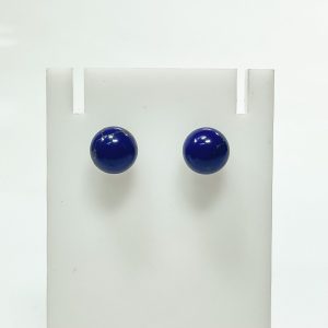 Brinco Azul Bola Lisa com detalhes em dourado Prata 925K