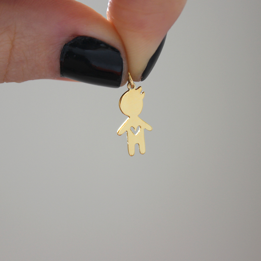 Colar OU pingente filho(a) com coração vazado – ouro amarelo 18k - Image 4