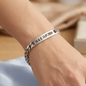 Pulseira Placa Prata Aço Inox Não Escurece