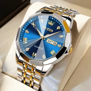 Relógio Masculino Premium Luxury Gold 3D - Mostrador Safira