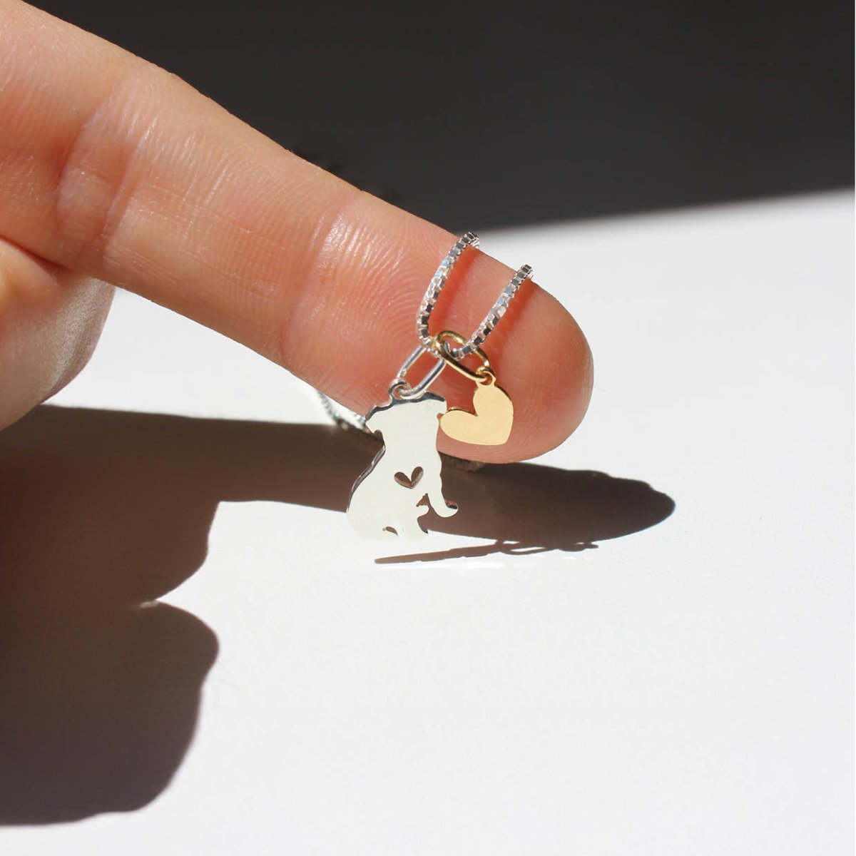 Colar pet prata + coração pendurado ouro 18k - Image 3