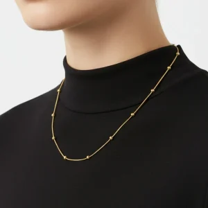 Colar Bolinha Dourado Aço Inox Antialérgico