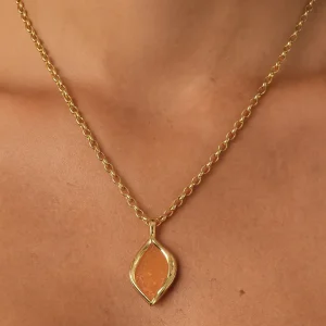 Colar Orgânico Madre Pérola Laranja dourado semijoia