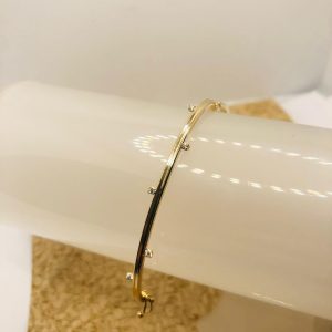 Bracelete Oval Zirconias Semijoia Dourada