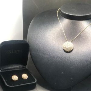 Conjunto Pave Zirconias Semijoia Dourada