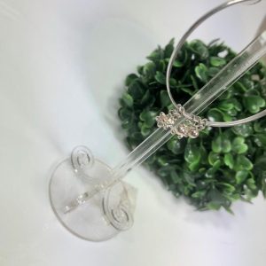 Pulseira Infantil Prata 925K com pingentes flor e Bolinha