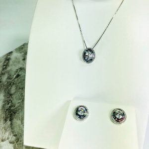 Conjunto Rodio Zirconias Brancas