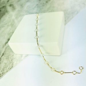 Pulseira Infantil Perolas Ouro 18k