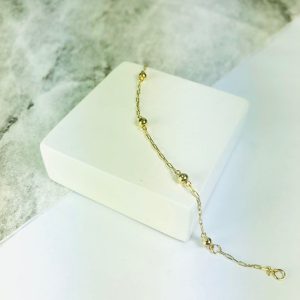 Pulseira Infantil Cartier Bolinhas Ouro 18K