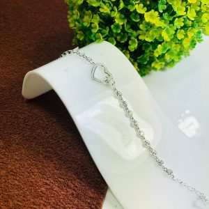 Pulseira Zirconias e Coração Prata 925K