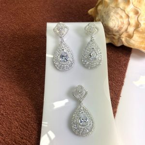 Conjunto Zirconias Prata 925k