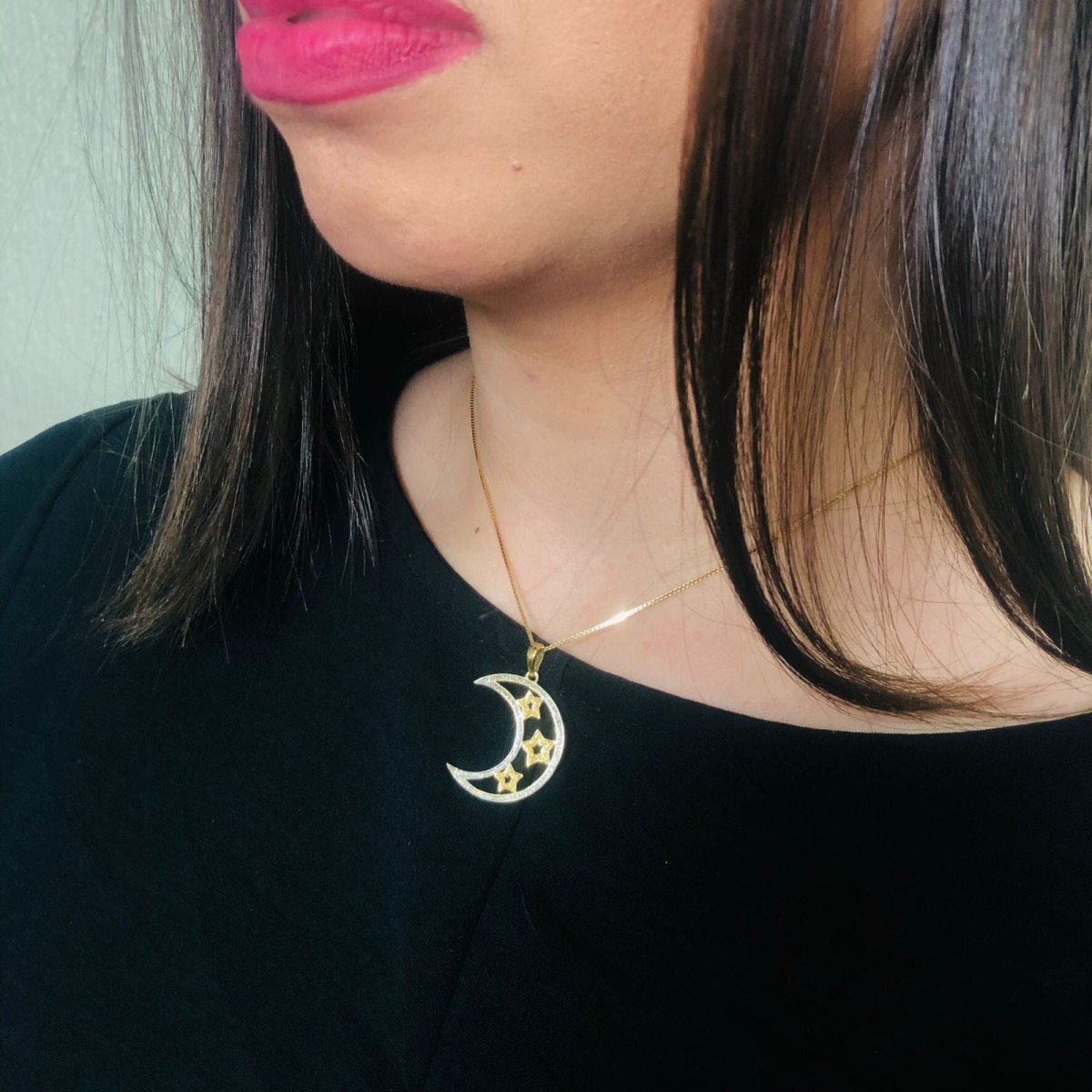 Pingente Lua e estrelas Ouro 18K - Image 3