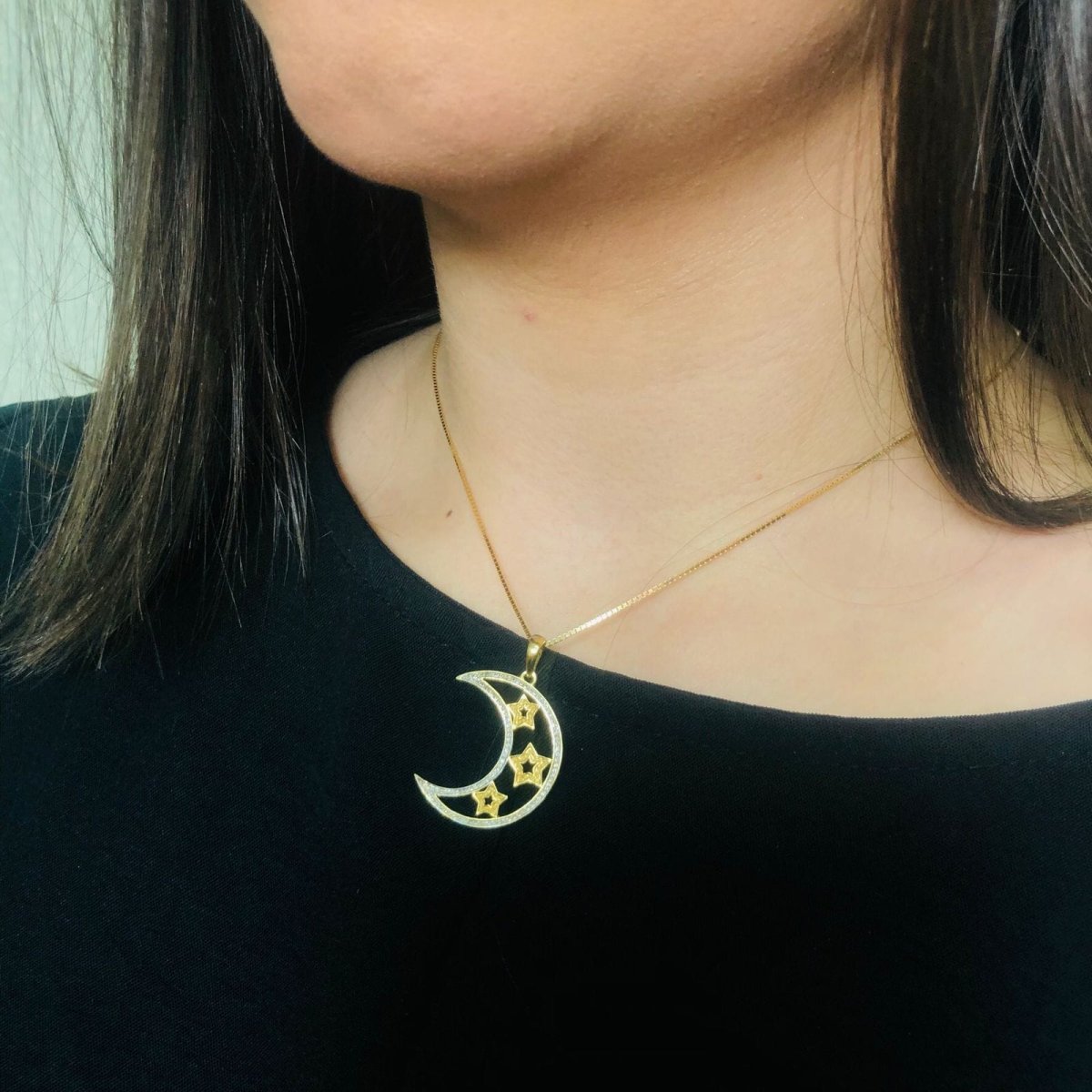 Pingente Lua e estrelas Ouro 18K - Image 4