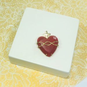 Pingente Coração Vermelho Ouro 18K