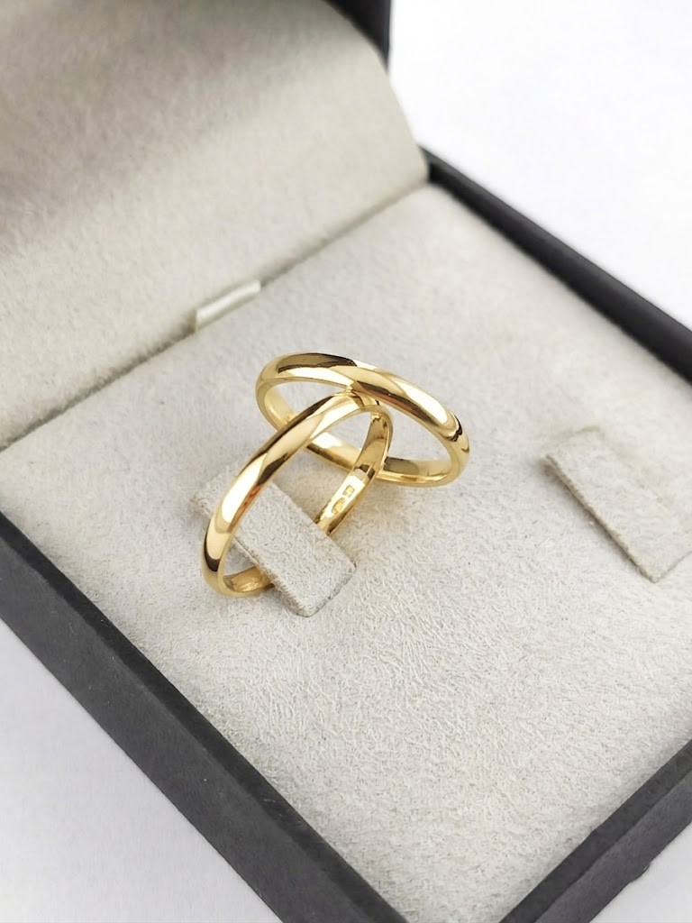 Par de Alianças em Prata 950 com Banho de Ouro 18k Tradicionais
