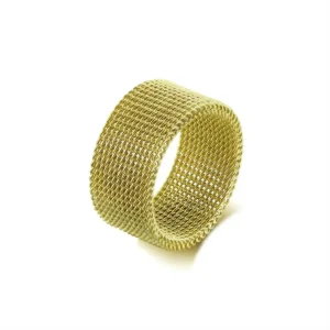 Anel Malha de Aço Maleável Banhado a Ouro 18k