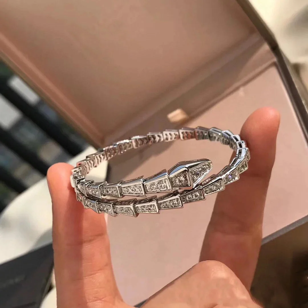 Bracelete Luxo Serpente Banhado Ouro 18k com Zircônias