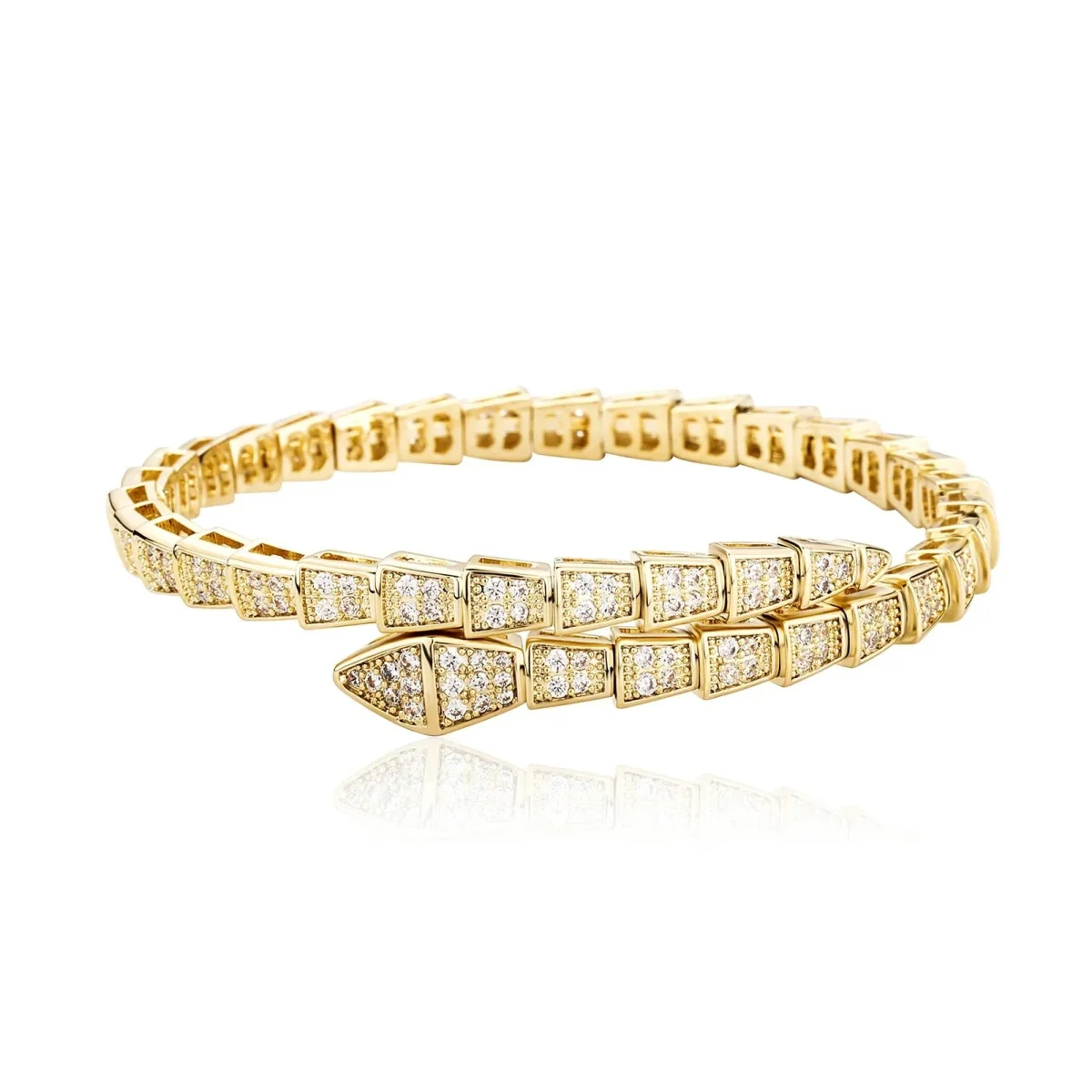 Bracelete Luxo Serpente Banhado Ouro 18k com Zircônias - Image 3