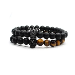 Kit 2 Pulseiras Skull Crown